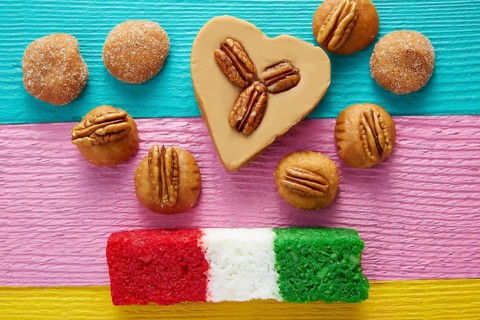 Mexican candy sweets cajeta pecan and coconut flag