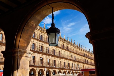 Salamanca Plaza Mayor in Spain along via de la Plata way to Santiago