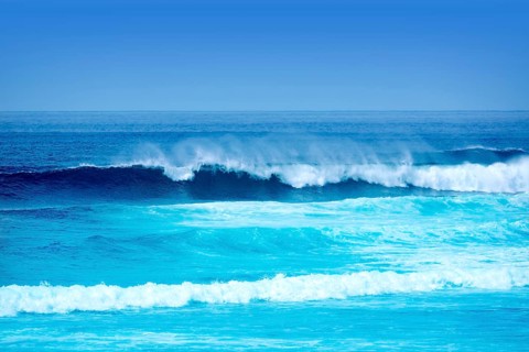Jandia surf beach waves Fuerteventura at Canary Islands of Spain