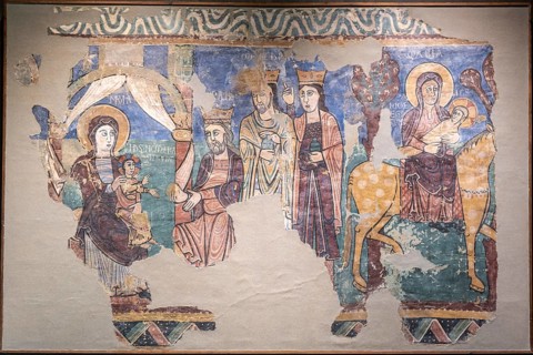 Mural paintings of Navasa, 12th century, fresco torn and transferred to canvas, come from the