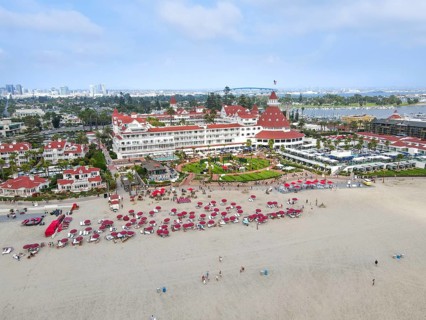 Aerial view of Hotel Del Coronado, San Diego, California, USA. September 25th, 2021
