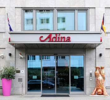 Berlin, Germany, 19 October 2021, entrance to the Hotel Adina Hackescher Markt on Spandauer Brücke,
