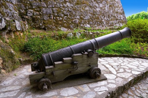 Castro de Vigo park canon in Galicia of Spain