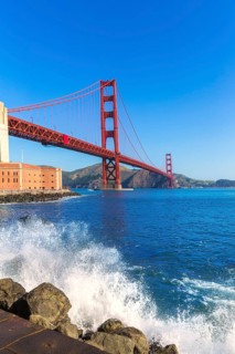 Golden Gate Bridge San Francisco from Presidio in California USA