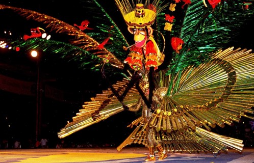Fantastic costumes at the parade and hot calypso sound at the carnival in Port of Spain on the