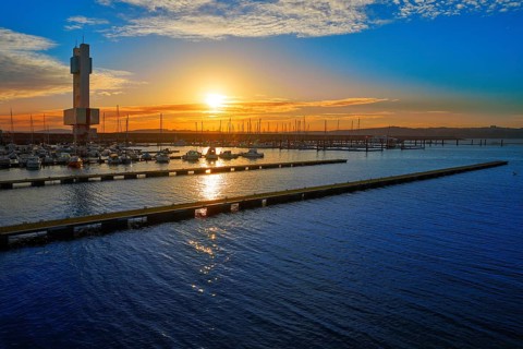 La Coruna Port sunrise in Galicia of Spain