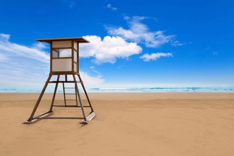 Playa del Ingles Maspalomas beach in Gran Canaria lifeguard house