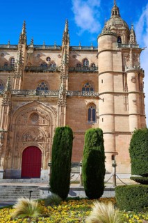 Salamanca Cathedral facade in Spain by the Via de la Plata way to Santiago