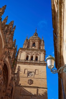 Salamanca Cathedral facade in Spain by the Via de la Plata way to Santiago