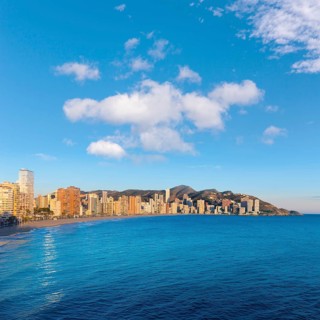 Benidorm Alicante playa de Levante beach sunset in spain Valencian community
