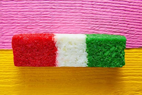 Mexican coconut flag candy striped chredded sweet from Mexico