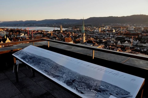 Panoramic view of the old city of Zurich from the roof of the Swiss Federal Institute of Technology