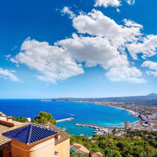 Javea Xabia village aerial view in Mediterranean sea of Alicante spain