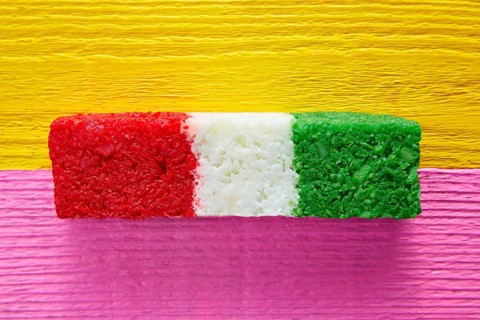 Mexican coconut flag candy striped chredded sweet from Mexico