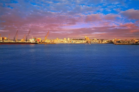 La Coruna Port sunrise in Galicia of Spain