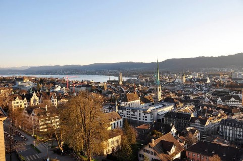 Switzerland: Panoramic view of the old town of Zürich-City from the Tower of the Federal Institute