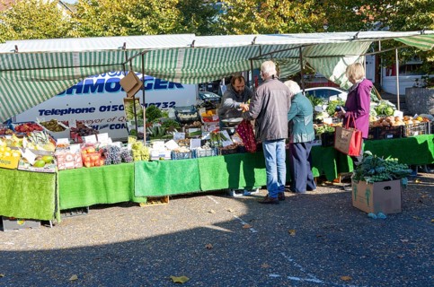 Greengrocer market stall, Framlingham, Suffolk, England, UK