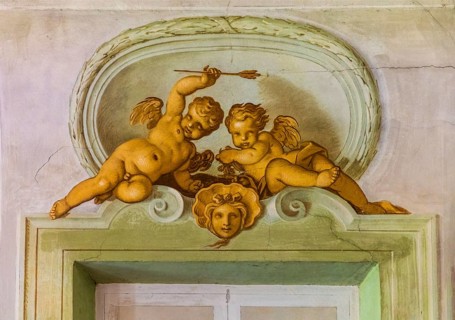 Louis Dorigny, pairs of mythological figures in the Sala di Flora, 17th century Villa Manin,
