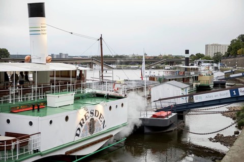 Following the partial collapse of the Carola Bridge in Dresden, shipping traffic on the Elbe is