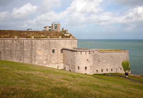 Perimeter defensive walls to Nothe Fort built in 1872 Weymouth, Dorset, England, United Kingdom,