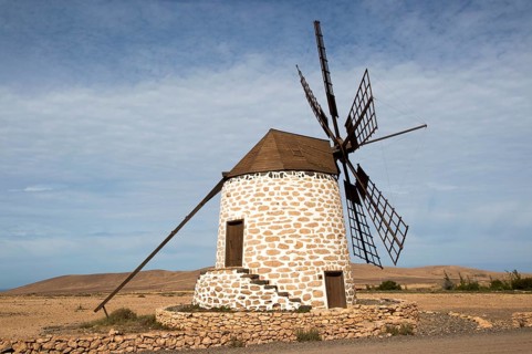 Traditional windmill at Tefia, Fuerteventura, Canary Islands, Spain, Europe