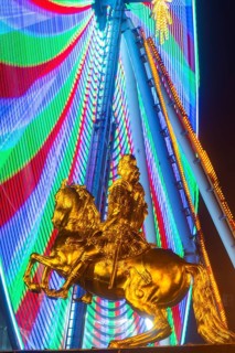 Augustus Market in Dresden. Equestrian statue of Augustus the Strong, also known as the Golden