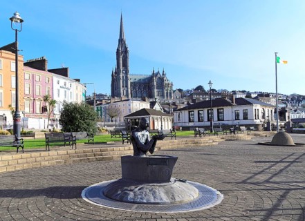 Town centre historic buildings and cathedral, Cobh, County Cork, Ireland, Irish Republic, Europe