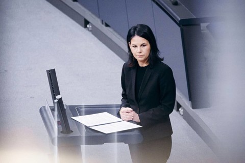 Annalena Bärbock (Alliance 90/The Greens), Federal Minister for Foreign Affairs, delivers a speech