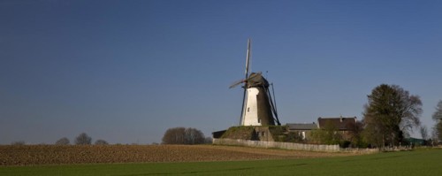 Historic Grottenherten tower windmill, Bedburg, Rhine-Erft district, Lower Rhine, North