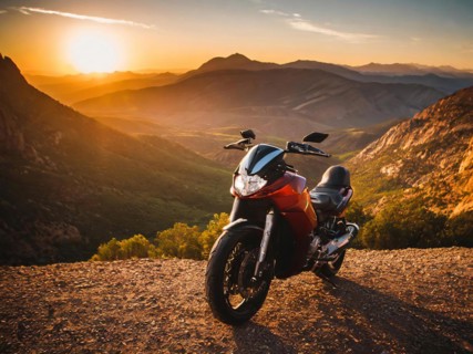 Cross-country bike trip across beautiful scenic USA landscapes. Adventure and wilderness, AI