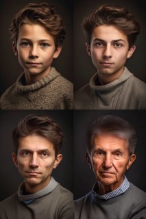 Age progression of a hansome young man through his older years of life, generative AI, AI generated