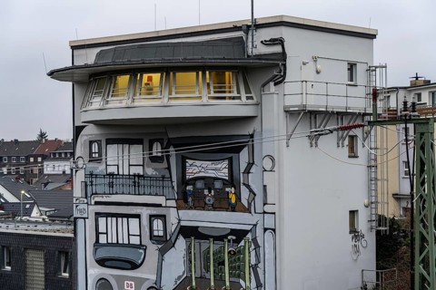 The Deutsche Bahn AG signal box in Mülheim-Styrum, controls train traffic on one of the busiest