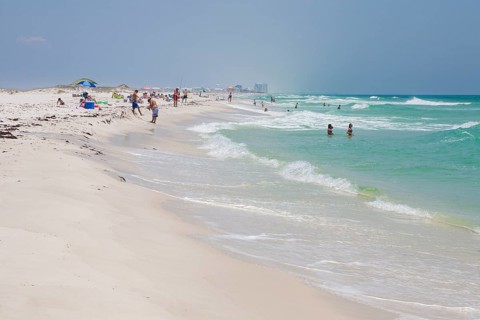 Beautiful turquoise water and white sand Gulf of Mexico beach at Gulf Breeze, Florida, USA, North