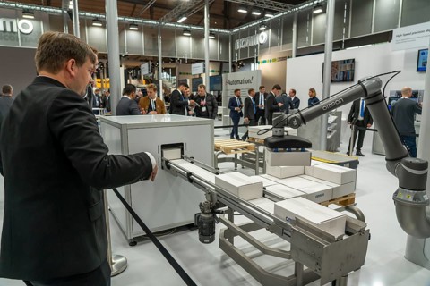 First day at Hannover Messe 2022, industrial trade fair, after a 2-year corona break, exhibition