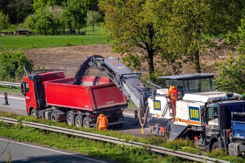 Motorway construction site on the A3 between Hünxe and Emmerich, in both directions, near Rees,