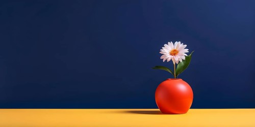 Minimalist ceramic vase composition with a single flower, AI generated