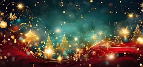 Abstract wallpaper illustration of Christmas symbols for gift cards, swirling shapes and lines, in