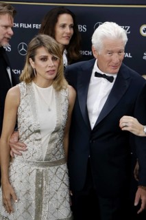 Richard Gere with woman Alejandra Gere at the premiere of Wisdom of Happiness, A heart-to-heart