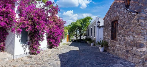 Uruguay, colonial streets of Colonia Del Sacramento in historic center of Barrio Historico, South