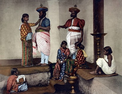 Ceylon, Group of Sinhalese Nobilities, Historic, digitally restored reproduction from a 19th