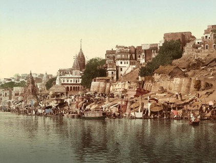 Benares, Varanasi. The Maharajah's of Nagbur Ghat, India, digitally restored reproduction from a