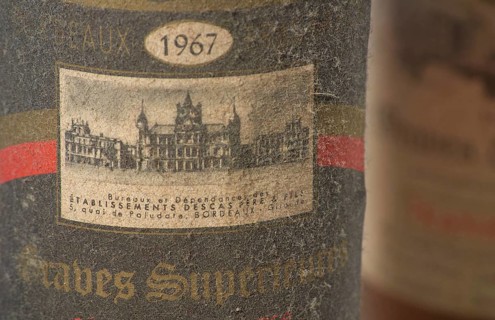 Red wine Bordeaux, France, 1967, Graves des Vayres, old bottles, cellar find, label, Europe