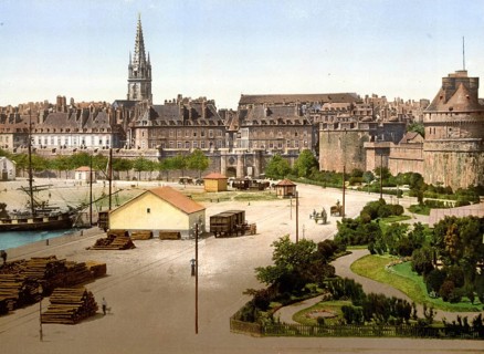 St Vincent Gate, St Malo, Normandy, France, ca 1890, Historic, digitally restored reproduction from