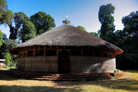 Ahamra region, Azoa Maryam round church on the Zeghie peninsula in Lake Tana, Lake Tsana or Lake