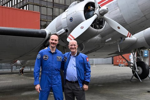 Astronaut Marco Sieber and astronaut Claude Nicollier