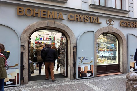 Business with Bohemian Crystal Glass, Prague, Czech Republic, Europe