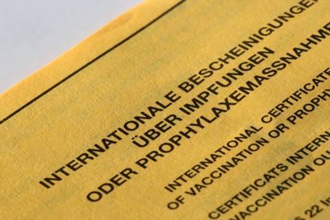 Close-up of a vaccination card