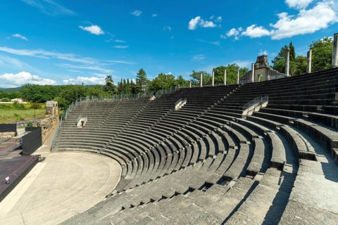 Vaison-la-Romaine. Ancient theater of archaeological site of Puymin. Vaucluse. Provence-Alpes-Côte