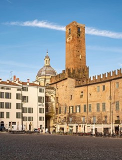 Torre della Gabbia, Cage Tower, and Acerbi palace seen from Piazza Sordello, Mantua, Mantova,
