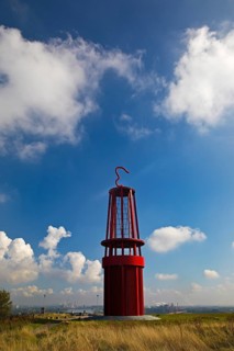Artwork Geleucht, artist Otto Piene, Rheinpreussen slagheap, Moers, Ruhr area, North